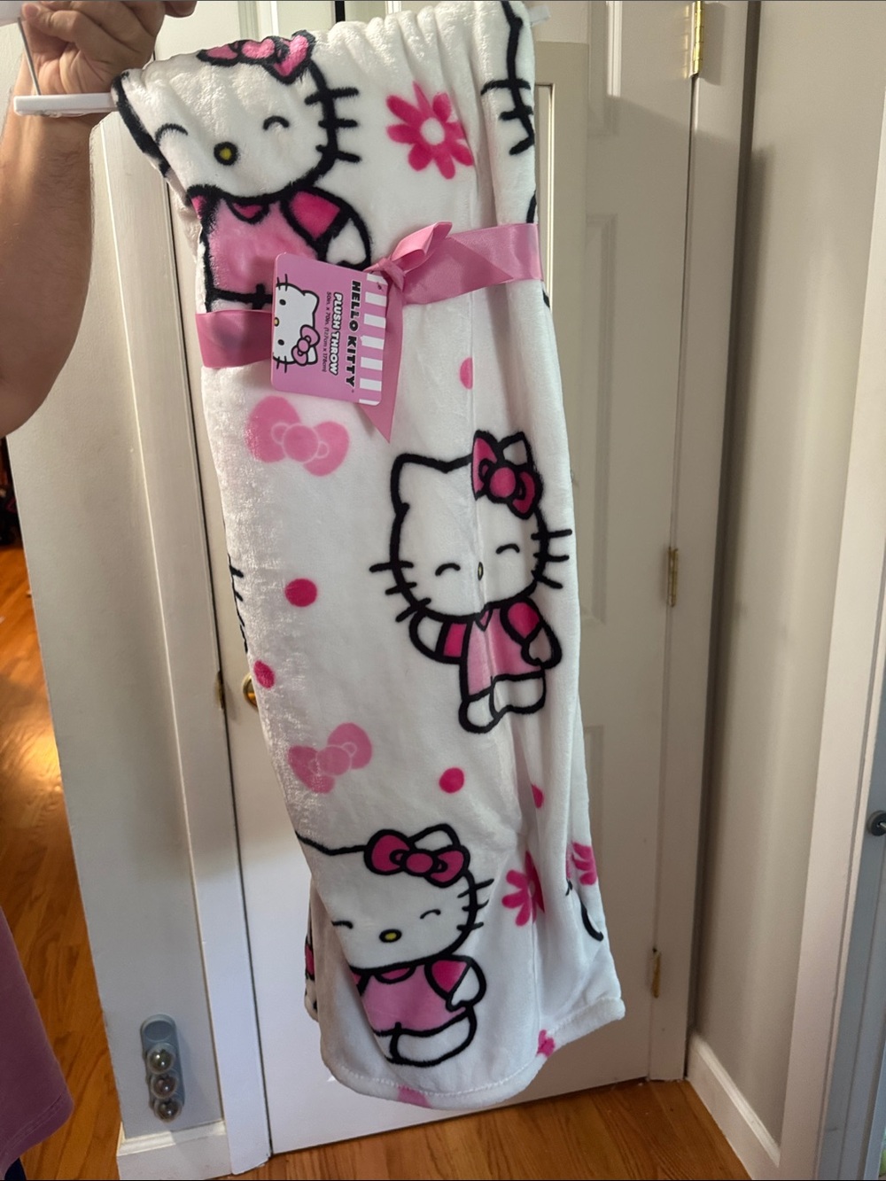 Hello Kitty White and Pink Plush Kids Pajama Pants